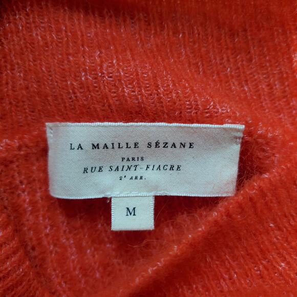Sezane La Maille Rudy Jumper Mohair Mock Neck Sweater Red Knit Stretch Size M - Picture 7 of 9